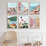 Trendy Cities Art Prints Abstract Travel Wall Art Nature Landscape Prints Colorful City Wall Art Tra