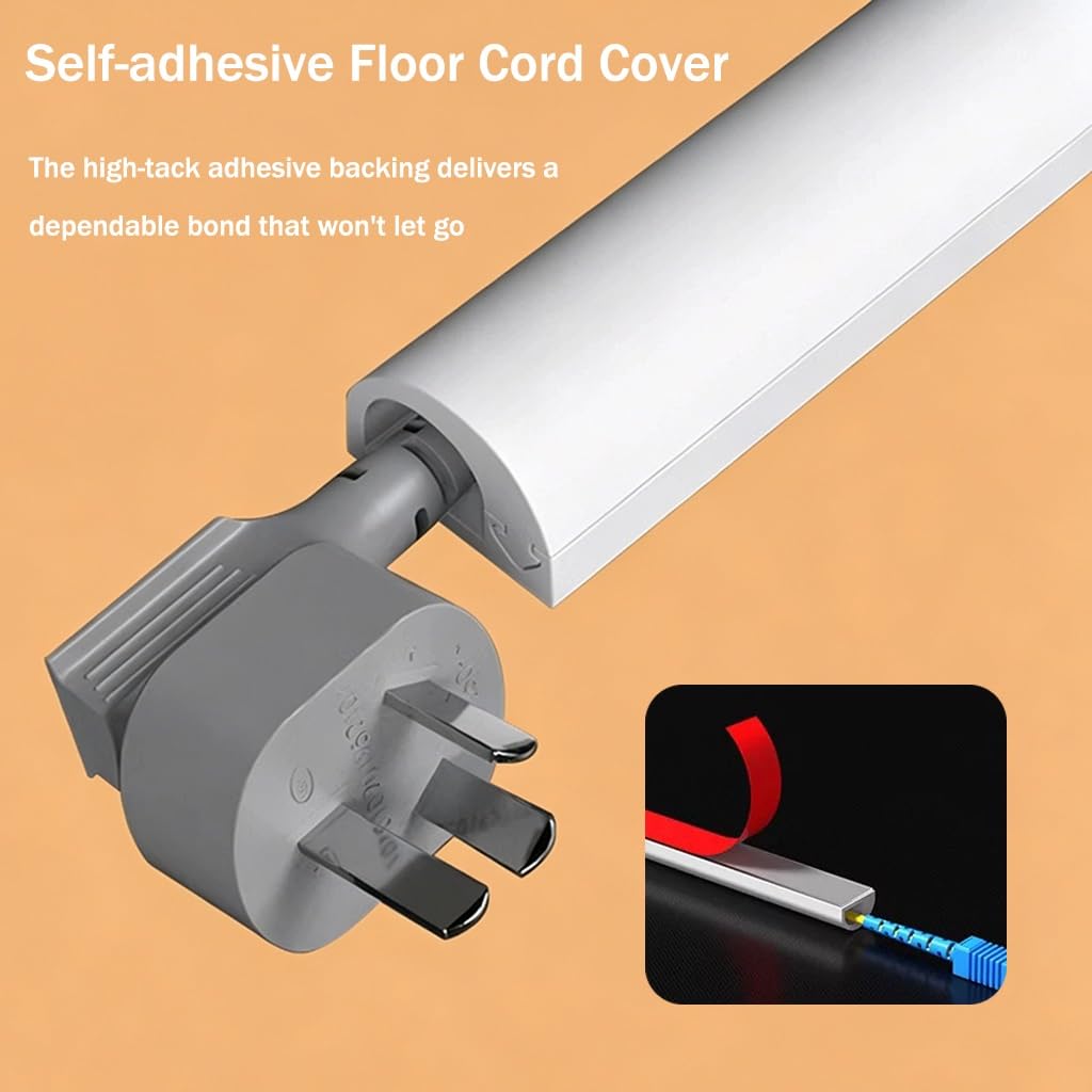 Cubrecables De Suelo con Apertura Lateral, Protector De Cables De Pared Autoadhesivo para Gimnasios, Diseño Semicircular/Resistente Al Pisado, para Oficina En Casa(Blanco)