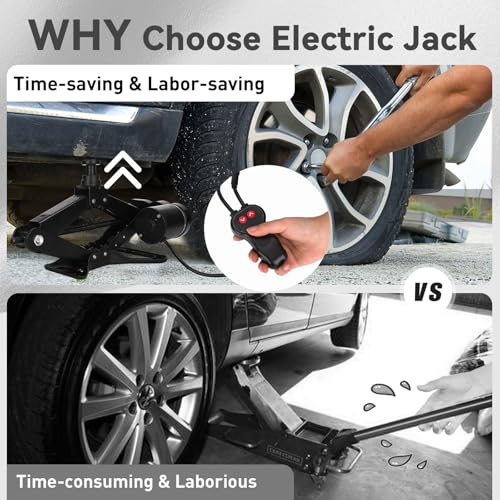 Image of ROGTZ Electric Scissor Car Jack Kit 3 Ton 12V Portable Auto Car Lift with 17.7 Inch Range for SUV Sedan Floor Jack for Tire Change Roadside Emergency