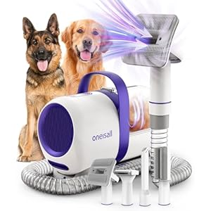 oneisall Dog Hair Vacuum & Dog Grooming Kit/Low Noise Dog Grooming Vacuum12kpa,Dog Vacuum for Shedding Grooming for Pet Hair&Home Cleaning