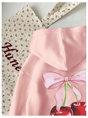 WDIRARA Girl's Cherry Graphic Hoodie Long Sleeve Hooded Sweatshirt Cute Pullovers Tops3