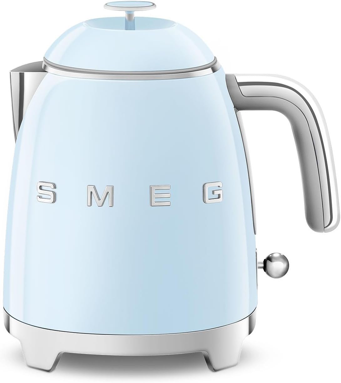 Mini 50's Retro Style 3 Cup Electric Kettle with Double Wall Anti Slip Base and Water Level Indicator (Pastel Blue)