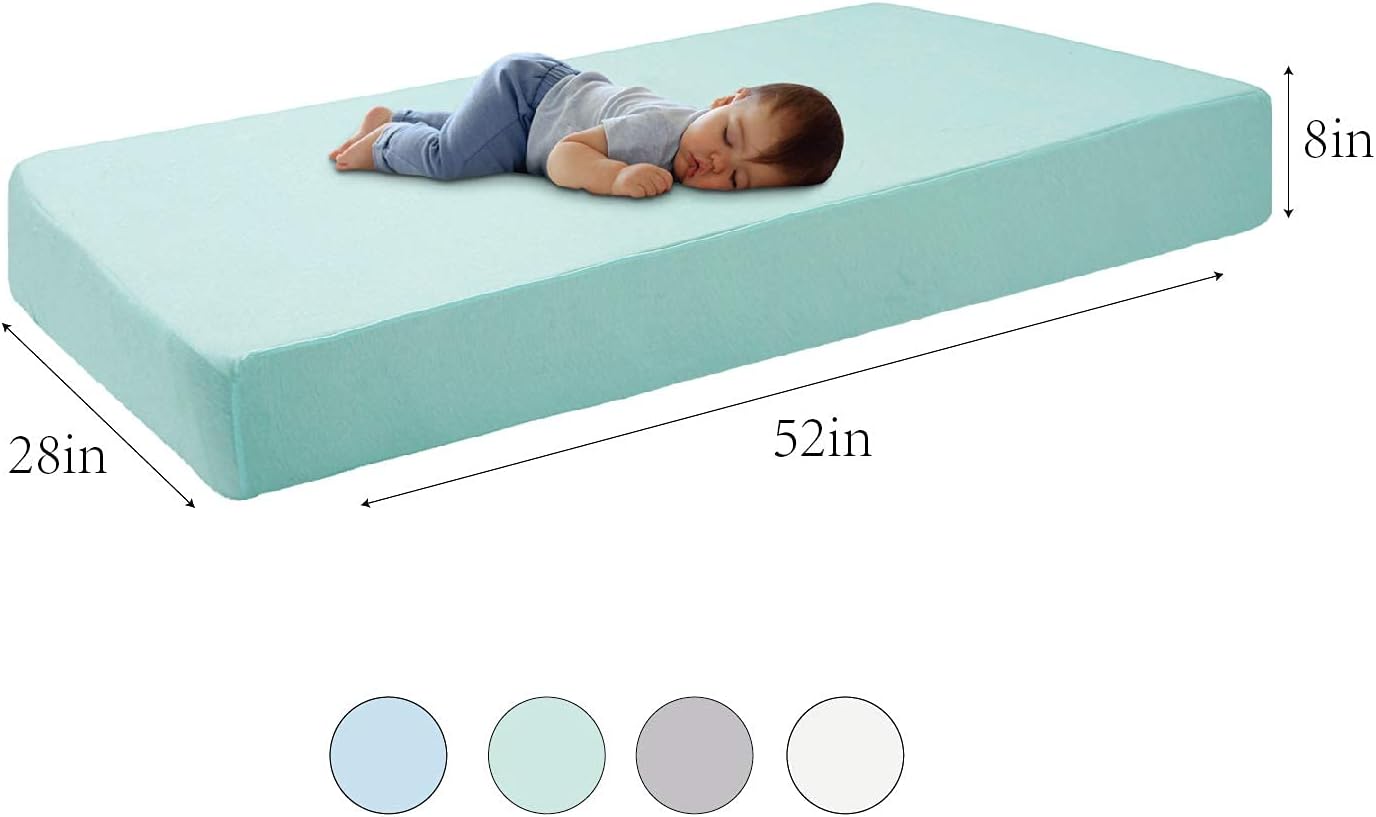 2 Pack Jersey Crib Sheets Set, Stretchy Jersey Knit Crib Fitted Sheet for Boys and Girls, Size 28 x 52 in, Baby Sheets Fit Standard Crib and Toddler Bed (Aqua Grey)