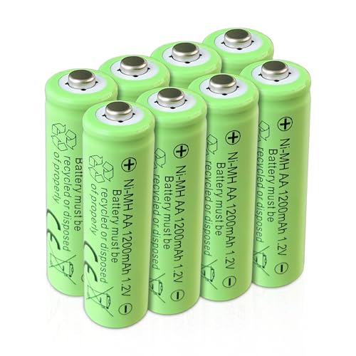 SPMST Pilas recargables AA NI MH AA 1,2 V 1200 mAh Nimh recargables para luces solares, recargables hasta 1000 veces (8 unidades)