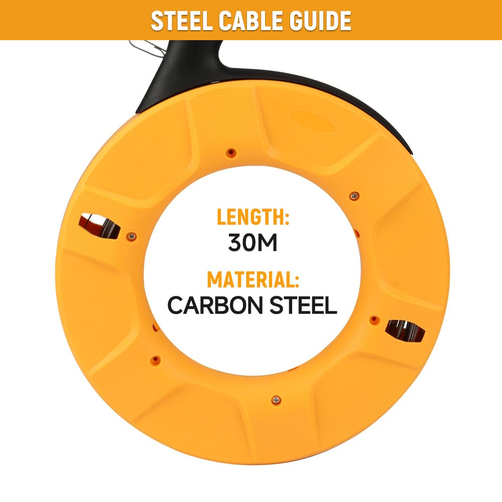 Hoteche Cable de 30 m | acero al carbono, tratamiento térmico, para cables oscuros, red y cables eléctricos