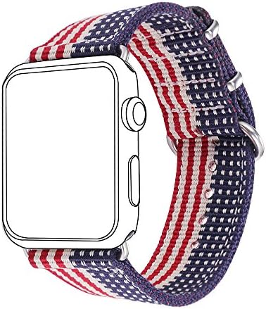 Bandmax Nylon Band Compatible For Apple Watch 38MM/40MM, American Flag Nylon Fabrics Replacement Strap Accessories For iWatch Series SE 6/5/4/3/2/1 mix Stainless Steel Classic Buckle(The Stars&Stripes)