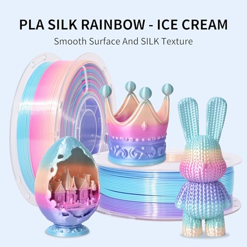 Image of RAMBERY Rainbow Silk PLA 3D Printer Filament Shiny Fast Color Change PLA Filament Neatly Wound 3D Printing Filament, 1.75mm 1kg(2.2lb)