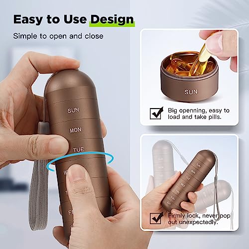 Zannaki Organizador semanal de comprimidos à prova de umidade de metal, liga de alumínio empilhável,
