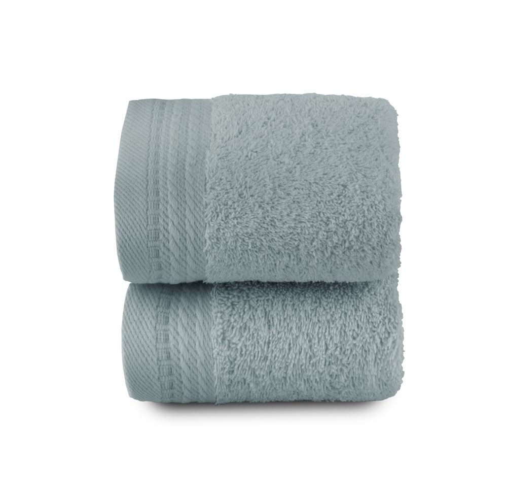 RIZO Top Towel Premium - Large Bath Towels - Bathroom Towels - 2 Face or Bidet Towels - 30 x 50 cm - 100% Cotton - 600 g - Water Green