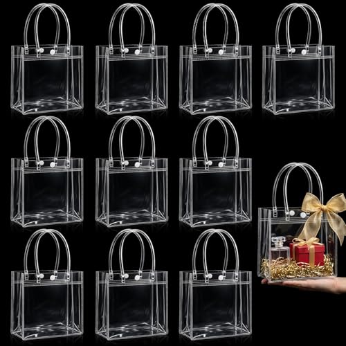 MAQIHAN Clear Gift Bags with Handles - Party Favor Candy Bags Transparent