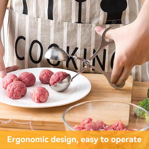 Meatball Scoop Ball Maker, Meat Baller Tongs Melon Baller Stainless Steel Cookie Dough Scoop Cake Pop Maker (S) - Image 2