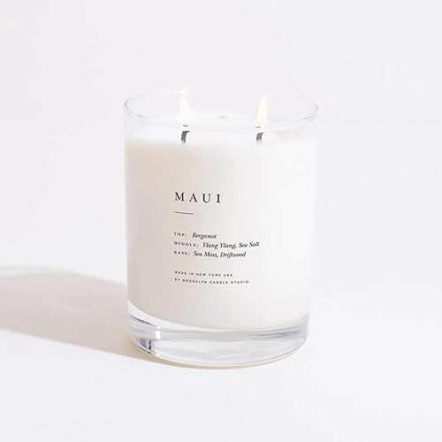 Brooklyn Candle Studio Maui - Vela clásica de 2 mechas, vela perfumada de lujo, cera de soja vegana, vertida a mano en los Estados Unidos, tiempo de