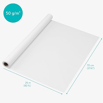 Tritart Translucent Tracing Paper Roll - 25m x 70cm (82 ft x 27.6) - 50 GSM Large Roll of Transparent Flipchart Paper - Pattern Paper for Dressmaking, Sewing, Drawing for Kids