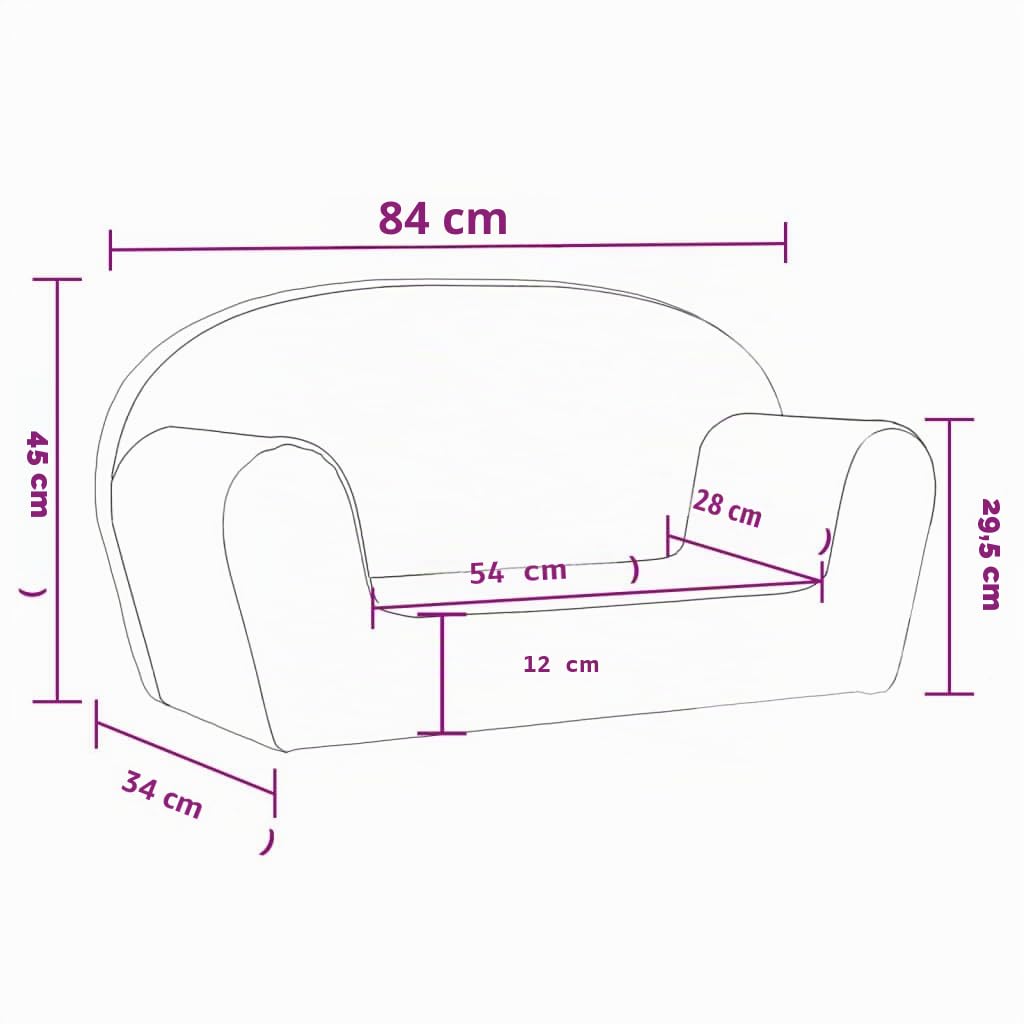 vidaXL Canapé pour Enfants 2 Places, Mini-canapé avec Housse Amovible, Canapé pour Tout-Petits, Meuble de Chambre d'enfant, Anthracite Peluche Douce