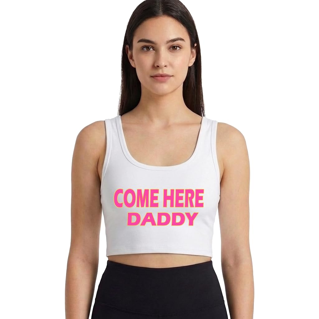 Crop Top Female Come Here Daddy Fashion Woman Crop Top Girl Sleeveless Vest Gift Black-image-31