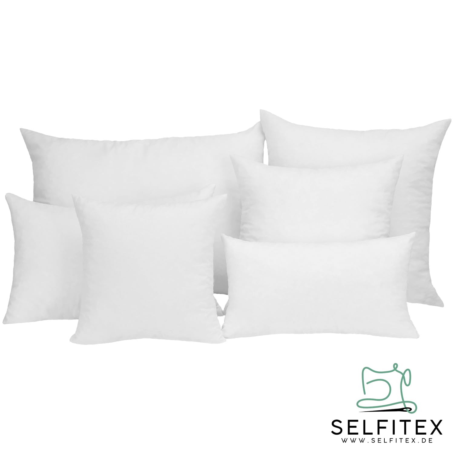 Selfitex 2er Set 60x80 cm Kissenfüllung, Kopfkissen, waschbar bis 60 °C, Füllung aus Soften Polyurethan-Sticks, als Sofa- und Dekokissen, formstabil und komfortabel, Innenkissen für Bett und Couch