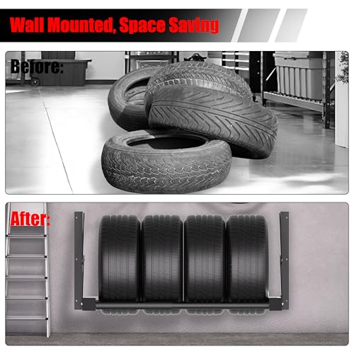 TRUSOON Wall-Mounted Folding Tire Rack for Garage - 24 to 48 Inches in Adjustable Tire Storage Rack with Heavy-Duty Steel - 600lb Capacity by TRUSOON - Image 8