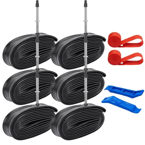 6-Pcs 700x18C/23C/25C/26C/28C/30C/32C Heavy Duty Bike Tubes 700C Bicycle Tubes FV60mm Presta Valve (18/32-622) Compatible with 700 x 18C/32C Bike Tire Tubes
