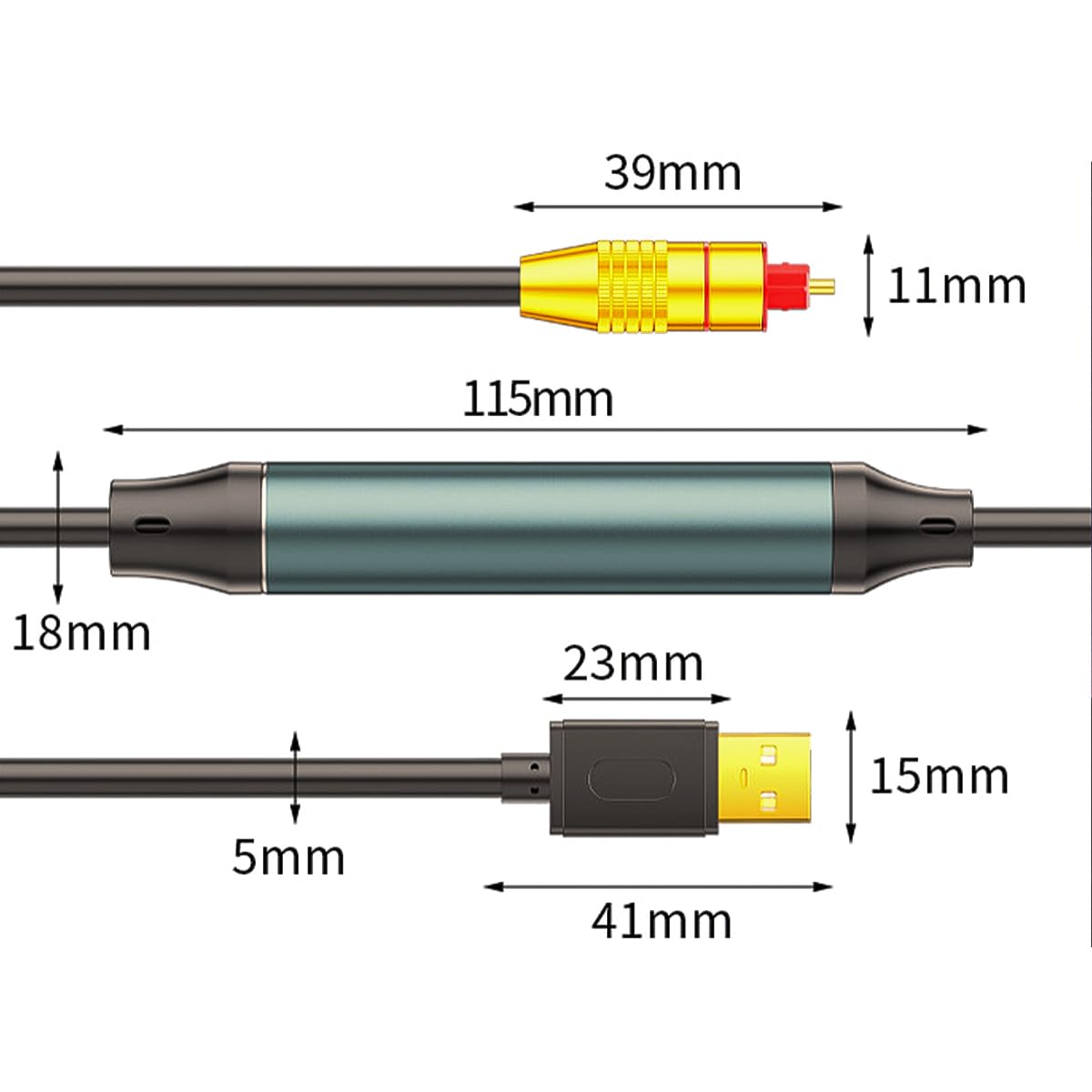 Sarini Adattatore audio ottico da USB A a fibra ottica, connettore SPDIF audio da 1,5 m/4,9 piedi, cavo convertitore audio femmina per computer, laptop, scatola audio ottica