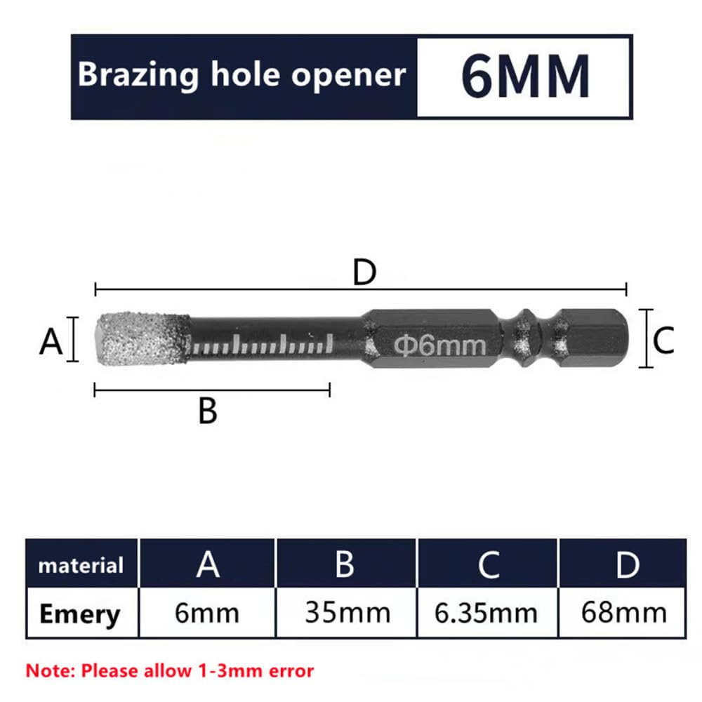 Wiertło diamentowe do wiercenia na sucho Otwornica Wiertło diamentowe z chwytem sześciokątnym 5-16 mm, lutowane na sucho, do płytek ceramicznych marmurowego granitu(16mm)