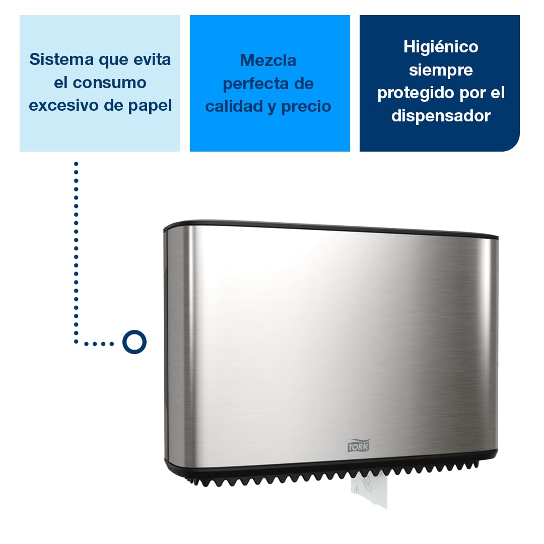 Tork Dispensador de Papel Higiénico Mini Jumbo Acero Inoxidable T2, Línea Image, 460006