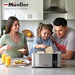 Mueller UltraToast Full Stainless Steel Toaster 4 Slice, Long Extra-Wide Slots for Bagels and Waffles, 6 Browning Levels, LED Display, Cancel/Defrost/Reheat Functions & Removable Tray, Kitchen Gadgets - Image 3