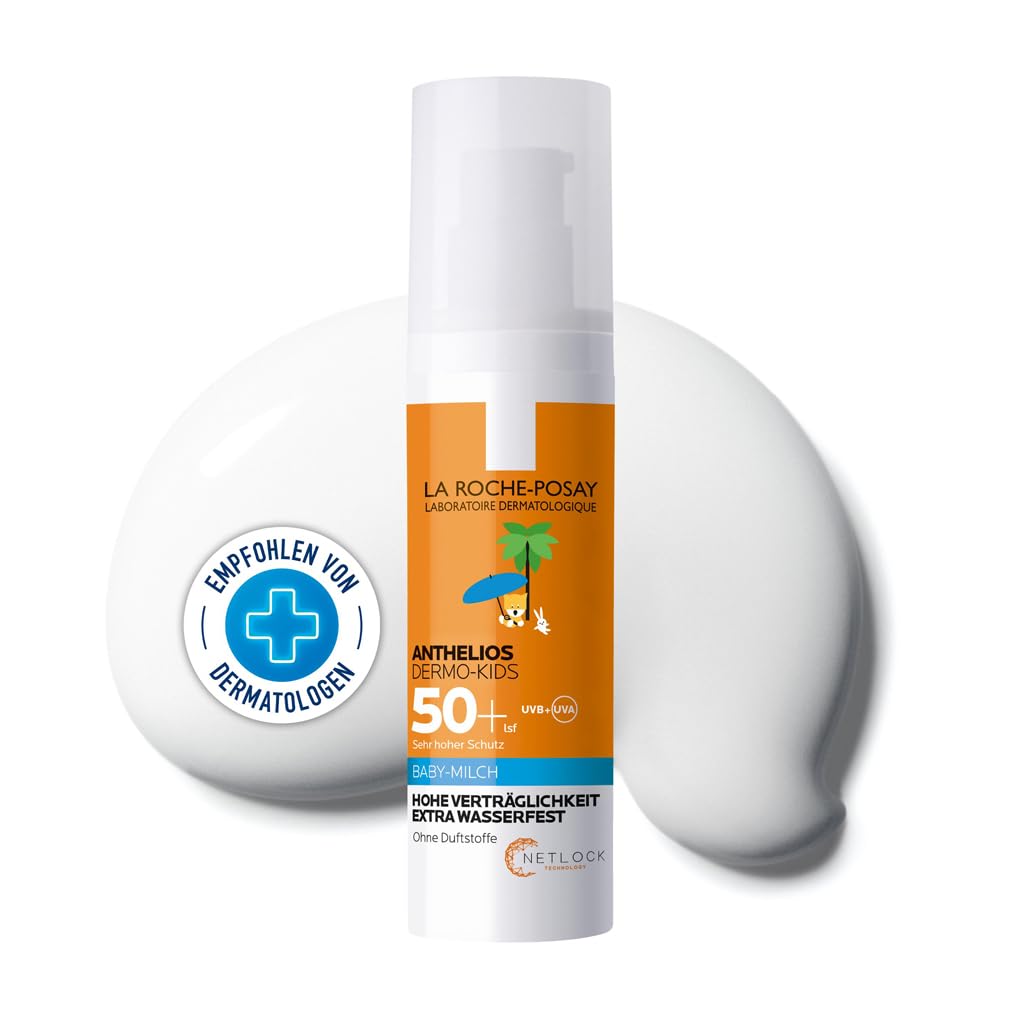 La Roche Posay Anthelios Dermo-Kids Baby Milch LSF 50+, Sonnencreme für Babys ab 6 Monaten, Dermatologisch getestet, Beim Auftragen sichtbar, Sehr hohe Schutzwirkung, 50 ml