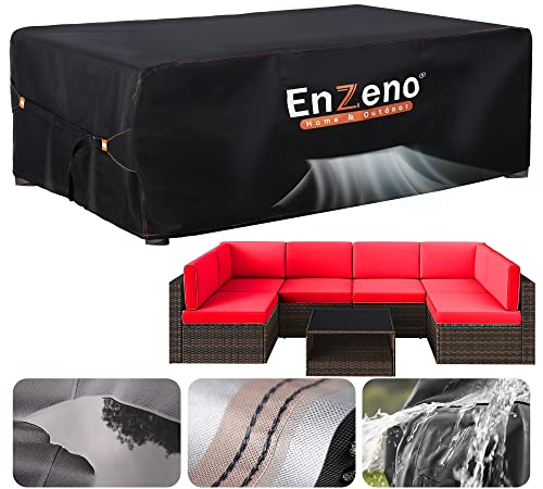 Enzeno Garden Furniture Covers Waterproof for Outdoor,Large patio furniture covers for outside Rectangle Table and Chair, Windproof, Anti-UV for rattan furniture set,420d Heavy Duty 270 * 180 cm