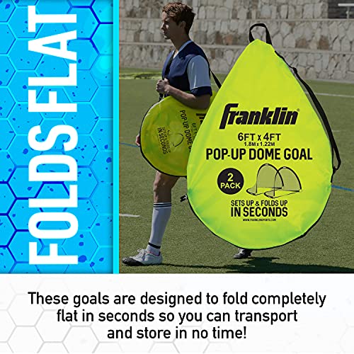 Franklin Sports Pop-Up Dome Shaped Goals-6' x 4' (2 Pack), Yellow, Large (2 Goals) - image 3