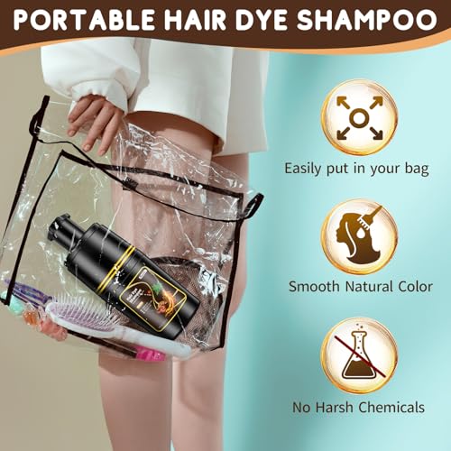 Image of IIIMEIDU Dark Brown Hair dye Shampoo 3 in 1, Natural Hair Color Shampoo for Gray Hair, Shampoo Tinte Para el Cabello for Women and Men 100% Grey Hair Coverage, 350ml