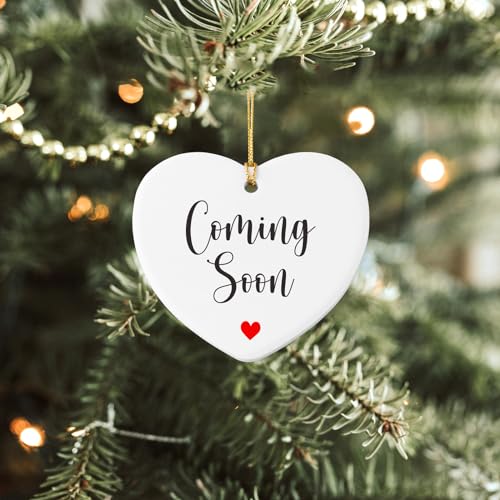 Image of Coming Soon New Baby Announcement to Family Ideas Christmas Ornament Keepsake Sign Heart Plaque Expecting Parents to Be Unique Gifts Pregnancy Announcement for Husband Wife Grandparents