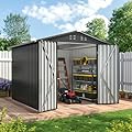 PABIMIA 8x8 FT Outdoor Storage Shed, Metal Garden Shed with Upgraded Frame, Lockable Doors for Backyard, Patio, Lawn and Garden