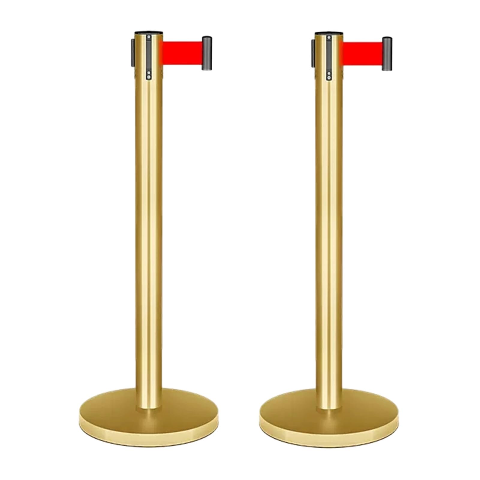 YANBI 2 Retractable Crowd Control Stanchions, Heavy Duty Stanchion Post Barriers Set for Airport, Sturdy Crowd Control Barrier Sign Holder (Color : Gold, Size : 3m/9.8ft)