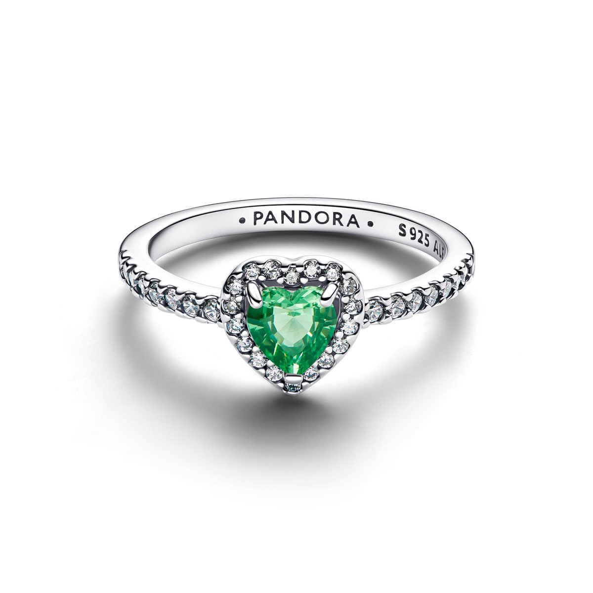 PANDORA Anillo de plata para mujer, corazón exaltado, verde menta, 198421C08