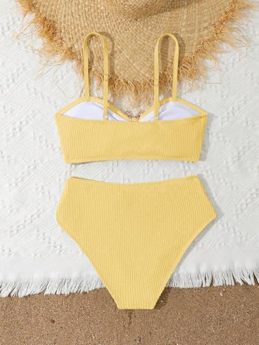 Image of RoseSeek Girl's 2 Piece Padded Bathing Suit Wireless Starfish Swimsuit Spaghetti Strap Vacation Beachwear Set