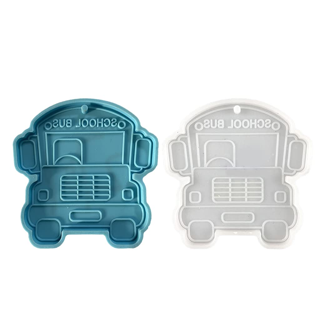 DIIOOMIEEU Cartoon School Bus Keychain Silicone Epoxy Mold Keychain Pendant Jewelry Crafting Mould for Bag Decorations