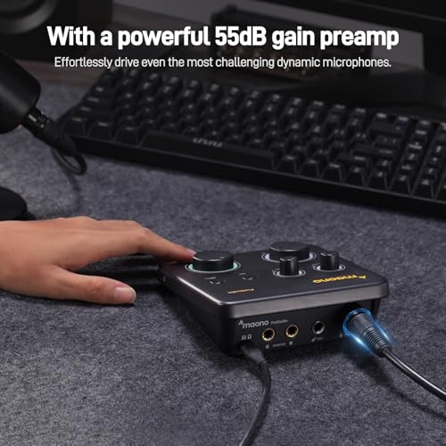 Image of MAONO USB Audio Interface for PC & XLR Dynamic Microphone: Interface with XLR Input 24-bit /192kHz Routing Software Loopback for Recording Music, Guitar, Podcast, Streaming