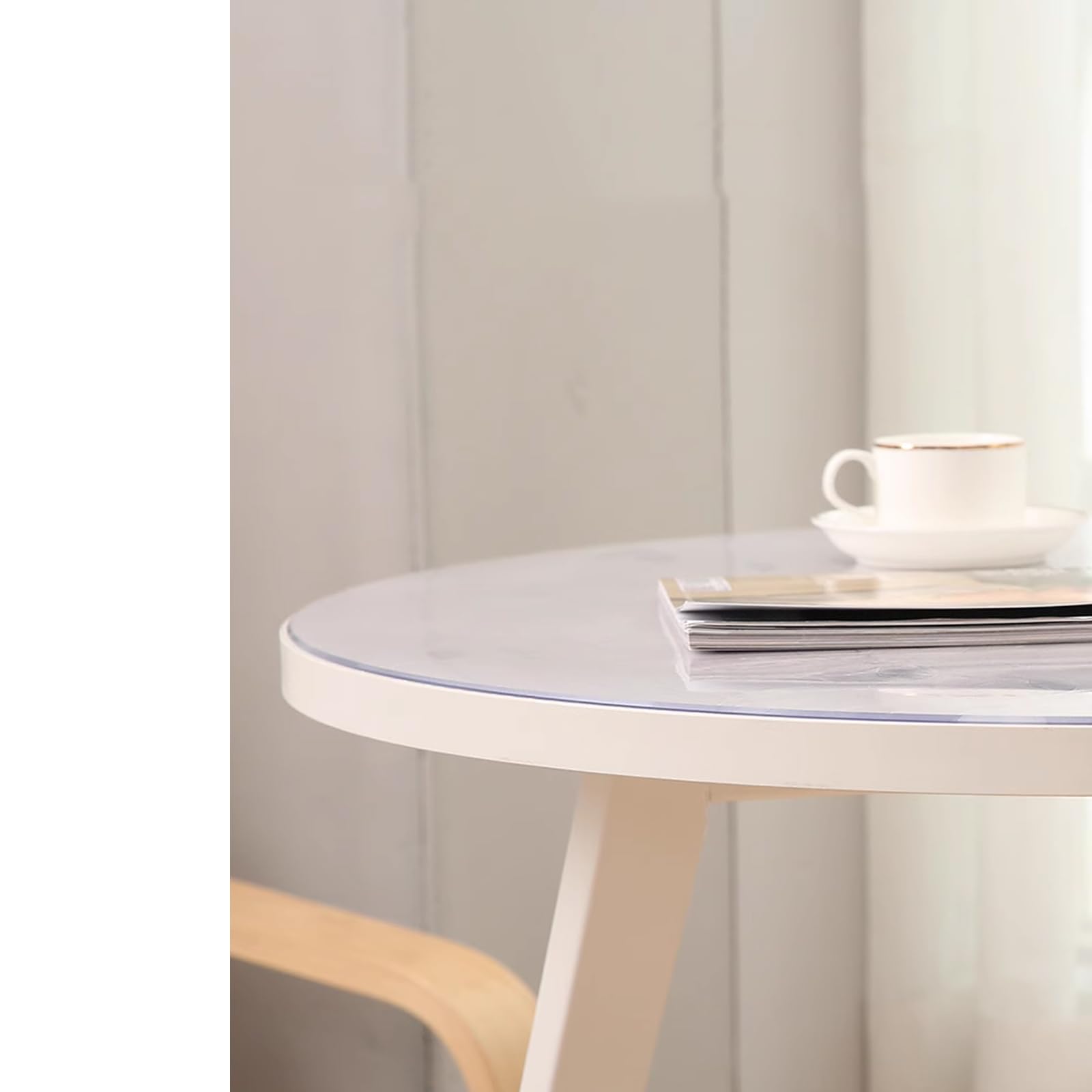 Tovaglia Rotonda in PVC Satinato Trasparente, Tavolo da Pranzo Rotondo Spesso 1 Mm, Cuscinetto Protettivo da Tavolo in PVC Trasparente Satinato Impermeabile (Diameter 140cm/55in)