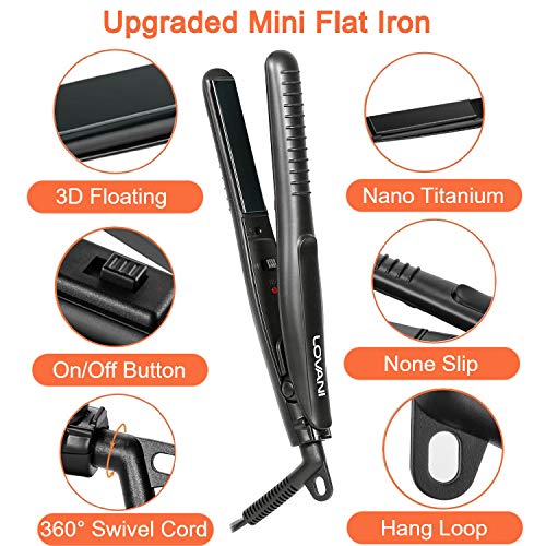 Lovani Mini Flat Iron Travel Size Nano Titanium Dual Voltage Portable Hair For Worldwide Use 0.5 Inch Straightener With Professional Heat Resistant Travelling Bag #TOP7