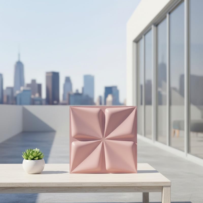 Image of Kayra Decor Wall Panels for Bedroom - PVC Bloom Design Blush Pink Color 19.7 inch x 19.7 inch (Pack of 40) - Covers 107.80 Sq. Ft.