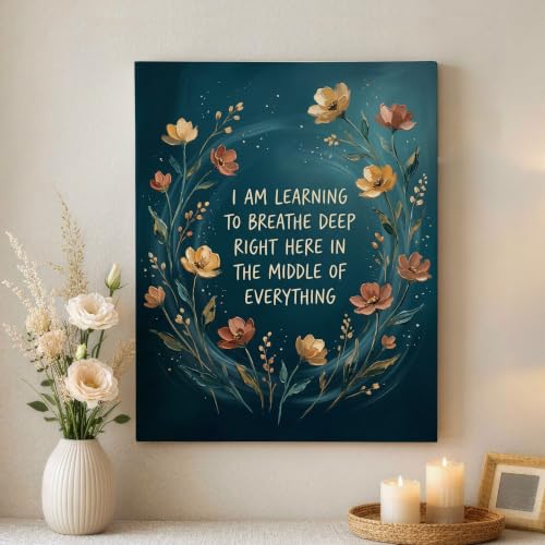 Arte de pared floral de 16x20 pulgadas con impresión botánica abstracta azul y amarilla