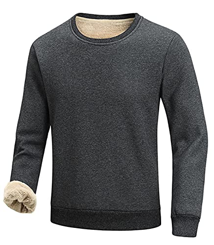 Image of Gihuo Men's Warm Crewneck Sherpa Lined Fleece Sweatshirt Pullover Tops