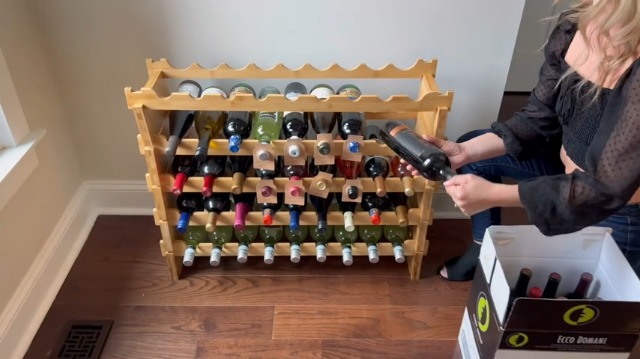 Casier à Vin Modulaire En Bambou 4 Niveaux - 24 Bouteilles Magnum, Empilable, Design Naturel