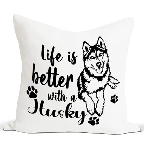 Rusenbao Husky Dog Pillow Covers - Husky Gifts for Women, Decorative Pillows for Bedroom, Sofa, Couch, 18x18 Inch