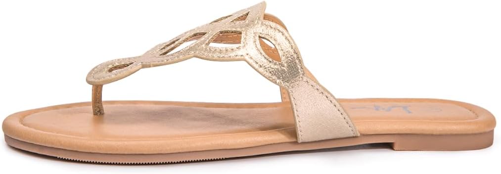 LM Women's Thong Sandals T-Strap Sandals Slip On Flat Sandals Flip Flop Casual Summer Slide Sandals - Image 2