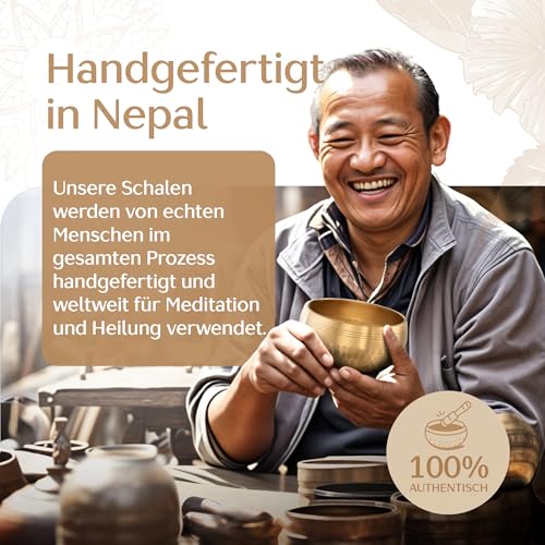 Silent Mind Klangschale Ø9 cm Bronze – Handgefertigtes Komplett-Set mit Kissen und Klöppel, für Anfänger geeignet, klarer stabiler Klang, ideal für Meditation und Achtsamkeit