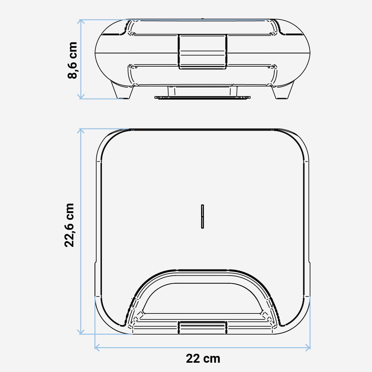 UNIVERSALBLUE Sandwichera Grill Doble 750W Potencia | Placas Antiadherentes, Temperatura Regulable 140-210ºC | Acero Inoxidable, Luz Indicadora, Recogecables | Para 2 Sándwiches, Garantía 3 Años
