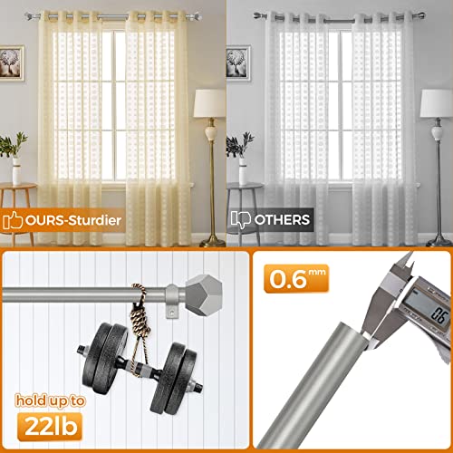 Tonial 3/4 Curtain Rods For Windows 28 To 48 (2.3-4Ft), 2 Pack Single Window Rods, Decorative Telescoping Drapery Rod For Windows 16 To 44 Inch(1.3-3.7Ft) With Geometric Faceted Finial, Silver #TOP5