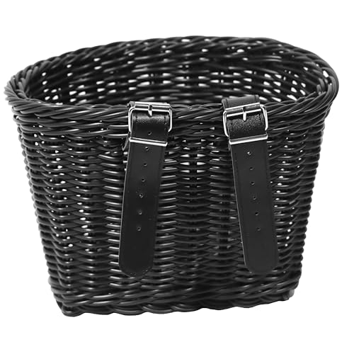 Bike Basket Front for Kids & Adult, Detachable Rattan-Style, Black, Small - image 5