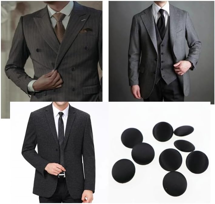 10PCS Black Fabric Cloth Covered Button, Round Buttons with Metal Shank for Tuxedo Suits Coats (20mm) YIGUANXIN - Image 7